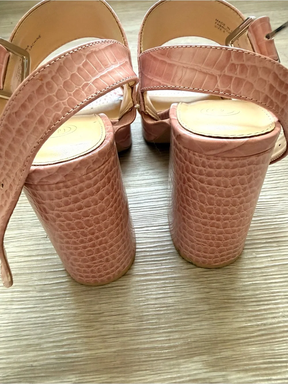 Urban Outfitters Pink Rachel Croc Strappy Platform Heel Shoes Size 6